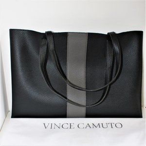 Vince Camuto Luck Tote Black Vegan Pebbled Leather